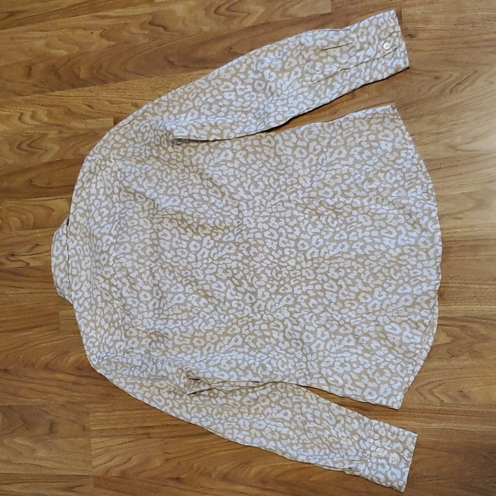 J. Crew Tan Leopard Animal Print Button Down Cotton Shirt Womens Size S - Picture 8 of 12